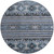 8' Blue Gray And Charcoal Round Tribal Washable Indoor Outdoor Area Rug