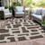 8' X 10' Brown And Beige Abstract Washable Indoor Outdoor Area Rug Transitional Style - Brown, Beige Color