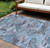 9' X 12' Denim Blue And Blue Abstract Washable Indoor Outdoor Area Rug - Denim Blue, Blue