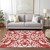 8' X 10' Red And Ivory Damask Washable Indoor Outdoor Area Rug - Red, Ivory