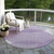 8' Purple Gray And Ivory Round Geometric Washable Indoor Outdoor Area Rug