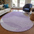 8' Purple Gray And Ivory Round Geometric Washable Indoor Outdoor Area Rug