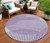 8' Purple Gray And Ivory Round Geometric Washable Indoor Outdoor Area Rug