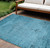 8' X 10' Denim Blue And Navy Blue Oriental Washable Indoor Outdoor Area Rug