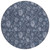 8' Denim Blue And Navy Blue Round Floral Washable Indoor Outdoor Area Rug - Denim Blue, Navy Blue
