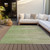 10' X 14' Green Beige And Ivory Striped Washable Indoor Outdoor Area Rug