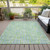 9' X 12' Mint Green Blue And Beige Abstract Washable Indoor Outdoor Area Rug