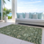10' X 14' Green Tan And Gray Floral Washable Indoor Outdoor Area Rug