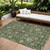 10' X 14' Green Tan And Gray Floral Washable Indoor Outdoor Area Rug