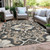 8' X 10' Charcoal And Taupe Damask Washable Indoor Outdoor Area Rug