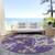 8' Purple Lavender And Gold Round Ikat Washable Indoor Outdoor Area Rug