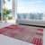 10' X 14' Burgundy Pink And Blush Striped Washable Indoor Outdoor Area Rug