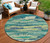 8' Emerald And Lime Green Round Abstract Washable Indoor Outdoor Area Rug