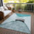 8' X 10' Ivory Teal and Gray Abstract Washable Non Skid Indoor Outdoor Area Rug