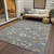 10' X 14' Gray Blue And Green Floral Washable Indoor Outdoor Area Rug