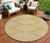 8' Gold And Ivory Round Geometric Washable Indoor Outdoor Area Rug Transitional Style - Gold, Ivory Color