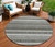 8' Gray Charcoal And Ivory Round Striped Washable Indoor Outdoor Area Rug