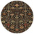 8' Black Brown And Red Round Floral Washable Indoor Outdoor Area Rug