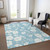 9' X 12' Sky Blue And Ivory Floral Washable Indoor Outdoor Area Rug - 880016497830