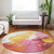8' Blush Gold And Orange Round Abstract Washable Indoor Outdoor Area Rug