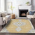 8' X 10' Gold Gray And Ivory Oriental Washable Indoor Outdoor Area Rug