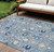 8' X 10' Denim Blue Ivory And Beige Oriental Washable Indoor Outdoor Area Rug