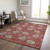 9' X 12' Red Taupe And Beige Floral Washable Indoor Outdoor Area Rug