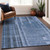 8' X 10' Navy Blue And Gray Striped Washable Indoor Outdoor Area Rug - 608219220082