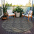 8' Black And Beige Round Geometric Washable Indoor Outdoor Area Rug - Black, Beige