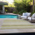 8' X 10' Yellow Beige and Gray Striped Washable Non Skid Indoor Outdoor Area Rug