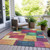 10' X 14' Gold Navy Blue And Purple Geometric Washable Indoor Outdoor Area Rug