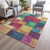 10' X 14' Gold Navy Blue And Purple Geometric Washable Indoor Outdoor Area Rug