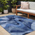 9' X 12' Navy Blue Abstract Washable Non Skid Indoor Outdoor Area Rug - Navy Blue