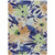 9' X 12' Navy Blue And Beige Floral Washable Indoor Outdoor Area Rug