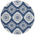 8' Navy Blue And Ivory Round Medallion Washable Indoor Outdoor Area Rug Transitional Style - Navy Blue, Ivory Color