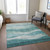 10' X 14' Teal Blue And Aqua Abstract Washable Indoor Outdoor Area Rug Transitional Style - Teal Blue, Aqua Color
