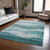 10' X 14' Teal Blue And Aqua Abstract Washable Indoor Outdoor Area Rug Transitional Style - Teal Blue, Aqua Color