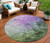 8' Purple Olive Green And Silver Round Abstract Washable Indoor Outdoor Area Rug