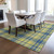 9' X 12' Yellow Blue And Ivory Plaid Washable Indoor Outdoor Area Rug