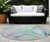 8' Round Blue and Gray Round Abstract Washable Non Skid Indoor Outdoor Area Rug