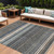 8' X 10' Taupe Beige And Pewter Striped Washable Indoor Outdoor Area Rug