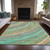 8' X 10' Teal Blue Pink And Peach Abstract Washable Indoor Outdoor Area Rug