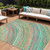 8' X 10' Teal Blue Pink And Peach Abstract Washable Indoor Outdoor Area Rug