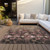 9' X 12' Taupe Brown And Pink Floral Washable Indoor Outdoor Area Rug