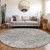 8' Gray Charcoal And Silver Round Floral Washable Indoor Outdoor Area Rug Transitional Style - Gray, Charcoal, Silver Color