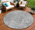 8' Gray Charcoal And Silver Round Floral Washable Indoor Outdoor Area Rug Transitional Style - Gray, Charcoal, Silver Color