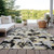 10' X 14' Black Gray And Light Brown Floral Washable Indoor Outdoor Area Rug