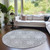 8' Gray And Silver Round Medallion Washable Indoor Outdoor Area Rug