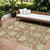 10' X 14' Copper Green And Ivory Floral Washable Indoor Outdoor Area Rug