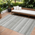 10' X 14' Ivory Gray And Taupe Striped Washable Indoor Outdoor Area Rug